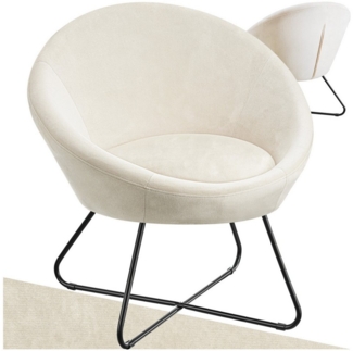 tectake Relaxsessel Cocktailsessel Centera, Belastbarkeit 120 kg, 83 x 73 x 82 cm, gepolstert, mit Bouclé- oder Samtbezug