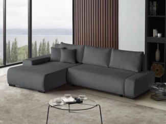 Beautysofa Ecksofa DRACO POSO L, mit Schlaffunktion, Bettkasten, Wellenfedern, Ecke mit Einfügung