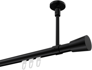 Innenlauf-Gardinenstangen-Set Sonette Sitra 260 cm (geteilt in 2 x 130 cm), 1-läufig, 20 mm Ø Schwarz