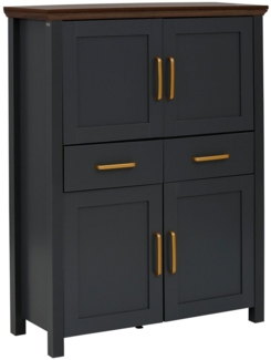 loft24 Highboard Marly, Hochkommode mit 2 Schubladen und 4 Türen