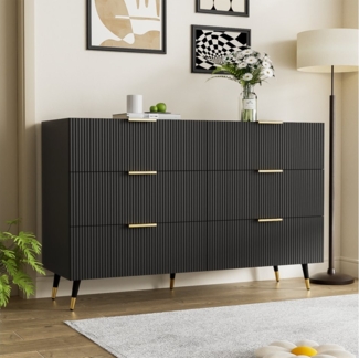 Refined Living Sideboard Kommode Anrichte Lagerschrank mit Schubladen Schuhschrank (1 St. 120*77*40cm, Mit 6 Schublade, mit Metallfüße Goldene Griffe modernem Design), viel Stauraum