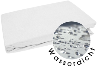 Wasserdichtes Spannbettlaken weiß Jersey/PU 90x200cm Höhe bis 35cm