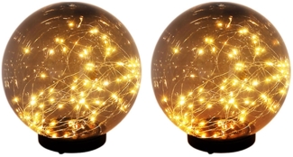 2er Set LED Solarlampe, Kugel-Form, H 26 cm