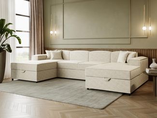 Wohnlandschaft Sokoz U Boucle (Farbe: Coral 65)