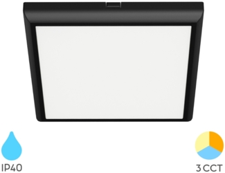 Braytron LED Panel Deckenleuchte Deckenlicht Eckig Flach 20W Wohnzimmer Kinderzimmer IP40 schwarz