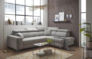 ED EXCITING DESIGN Ecksofa Sydney L-Form mit Bettfunktion, Bettkasten, Kopfteilverstellung, motorischer Sitztiefenverstellung, USB-Port & 2 Zierkissen