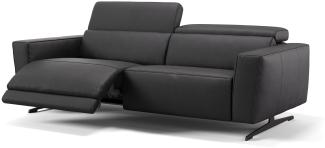 Sofanella Ledercouch ALESSO Dreisitzer Sofa Echtleder in Schwarz S: 190 Breite x 108 Tiefe