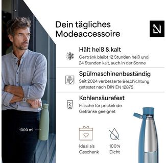 LARS NYSØM Thermoflasche Nåde, Vakuum Isolierung & Trageschlaufe: 12h heiß / 24h kühl