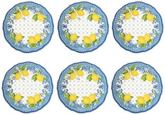 EasyLife Speiseteller Sorrento, Spülmaschinengeeignet, Mehrfarbig, Motiv: Zitronen, Höhe: 1cm