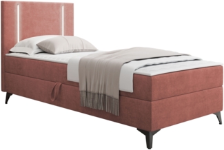Boxspringbett Ono 1 mit LED-Beleuchtung und Bettkasten (Farbe: Manila 29, Seite: Links, Größe: 90 x 200 cm)