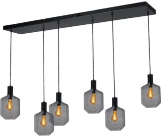 Pendelleuchte Porto 6-flammig Glas Schwarz-Transparent 130x20 cm