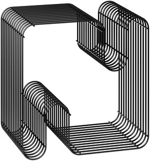 skølm 'Modi' Beistelltisch aus Metall, schwarz, Regal mit offenem Gitterdesign, als Hocker nutzbar, vormontiert, 48x33x49 cm