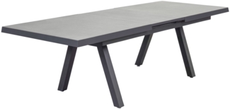 Gartentisch Sondrino, Keramik, Schwarz, 200 x 75 x 100 cm