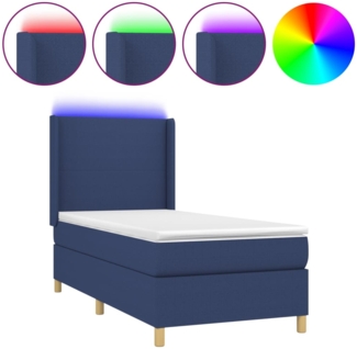 vidaXL Boxspringbett mit Matratze & LED Blau 80x200 cm Stoff 3138675