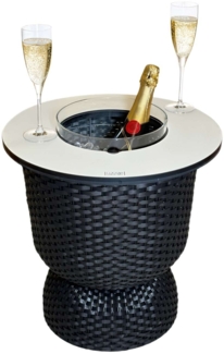 COOTAB Cooler Table PARIS Beistelltisch mit Acryl-Kühler - Schwarz/Champagner