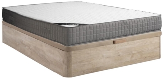 Vente-unique - Set aus Bettgestell mit Bettkasten + Schaumstoffmatratze - 160 x 200 cm - 11-Zonen-Memory-Schaum-Auflage - Stärke 22 cm - Holzfarben hell - DANEVO von YSMÉE