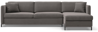 Micadoni Ecksofa Gloria 4-Sitzer Samt Grau Rechts 205x140