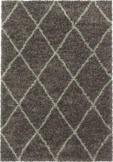 Hochflor Teppich Adriana rechteckig - 140x200 cm - Taupe