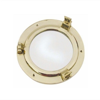Linoows Dekoobjekt Bullauge mit Spiegel, Bullaugenspiegel, Messing Ø 14 cm (1x), klappbar