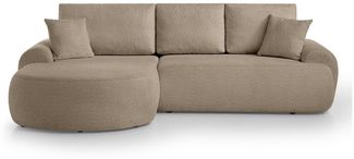 Beautysofa Ecksofa mit Kissen aus Bouclé-Stoff TEDDY, In vielen Farben zur Auswahl