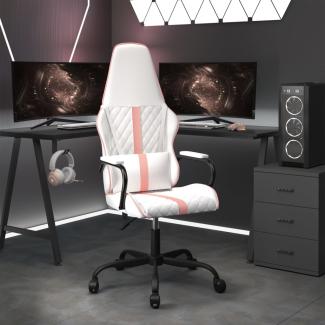 vidaXL Gaming-Stuhl Weiß und Rosa Kunstleder 3143795