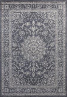 Orientalischer Samt Teppich Täbris - 160x230x0,3cm - antrazit, silber