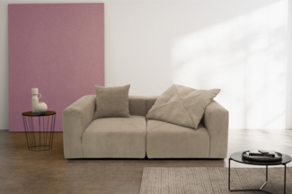 DOMO. collection Sofa 800011, 2 Sitzer, Rechteckig, individuell kombinierbar, Cord 2er Couch, modular, Polstergarnitur, 216 x 108 x 69 (BxTxH), schlamm