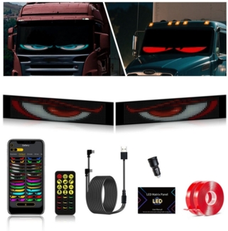 VIVIHEYDAY Autosonnenschutz 2 Stück RGB LED Laufschrift USB Programmierbares Flexible LED Matrix, (Display Panel mit Bluetooth, APP Gesteuert, LED Sign, für Schild Auto, Car, Shop, Bar, Graffiti, Text, Animation Display)
