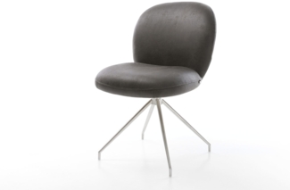 Drehstuhl Nube-Flex Mikrofaser Anthrazit Vintage Kreuzgestell konisch Edelstahl 180° drehbar Taschenfederkern