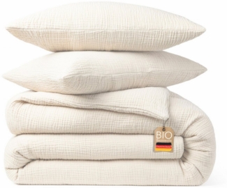 blanketino Bettwäsche Bettbezug Set aus 100% Musselin Bio-Baumwolle, atmungsaktiver Kissenbezug & Deckenbezug, Musselin, Made in Germany