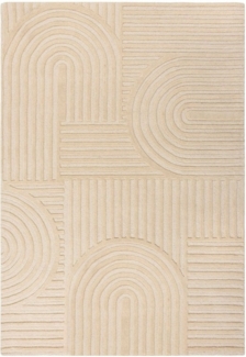 FLAIR RUGS Wollteppich Zen Garden, modern & mit Linien, Höhe: 10 mm, 100% Wolle, Hoch-Tief-Effekt, auch als Läufer und in Rund erhältlich