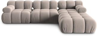 Micadoni Modulares Sofa Bellis 4-Sitzer mit flachem Modul Samtstoff Beige