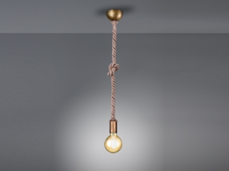 Rustikales LED Schnurpendel aus Hanfseil mit Knoten, Höhe 150cm