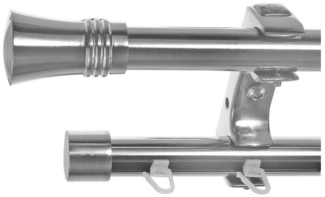 BASIT Gardinenstange Rohr und Innenlauf Edelstahloptik 20mm mit Deckenträgern 120 cm E86, Ø 20 mm, 2-läufig, verschraubt, Metall, D60RI 120 cm E86 Knauf