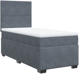 vidaXL Boxspringbett mit Matratze Dunkelgrau 100x200 cm Samt 3290829