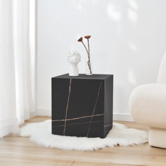 Beistelltisch Ellelu 45x40x40 cm Marmoroptik, schwarz [en. casa]