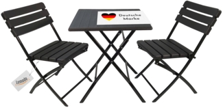 Balkonmöbel Set 3teilig, klappbar, 2x Balkonstühle + 1x Balkontisch, Holzoptik