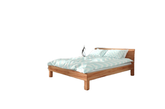 Bett Ringo 1 Sonderlänge 180x210 Kernbuche massiv Holzkopfteil und Holzbeine