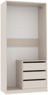 Marmex Möbel TRES SET 11C offener Kleiderschrank mit Kleiderstangen und Container, laminierte Spanplatte, graubeige cashmere, 100x206x51 cm