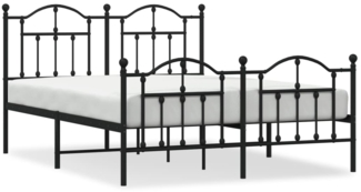 vidaXL Bettgestell mit Kopf- und Fußteil Metall Schwarz 135x190 cm 353456
