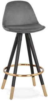 KADIMA DESIGN Polsterhocker Velours | 41 cm Sitzfläche | Metallakzente, hohe Lehne, mittelhoher Sitz | grau | Thekenstuhl