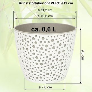 Heimwerkercenter Übertopf MePla - 2 Stück Übertopf VERO -ø11cm - weiss/pink