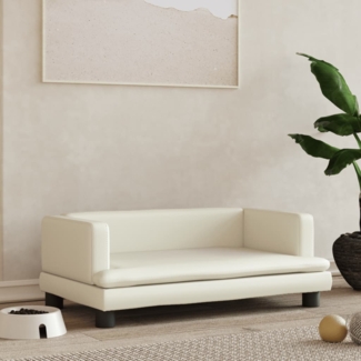 vidaXL Hundebett Creme 80x45x30 cm Kunstleder 171902