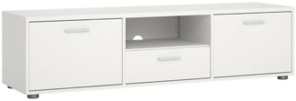 Dmora Fernsehschrank Charo, Ständer für Wohnzimmerfernseher, Niedriges Wohnzimmer-Sideboard, TV-Ständerbasis, 147x40 h38 cm, Weiß