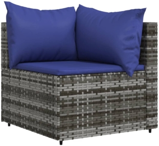 vidaXL Garten-Ecksofa mit Kissen Grau Poly Rattan 319841