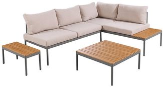 riess-ambiente Sitzgruppe MOBILE MODULAR anthrazit hellgrau - inkl. Tisch & Kissen, wetterfest, (Einzelartikel, 1-tlg), frei stellbare Outdoor Lounge - ideal für Garten, Balkon & Terrasse