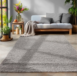 SIMPEX24 Teppich Unicolor - Einfarbig, Rund, Höhe: 30 mm, Einfarbig Shaggy Teppich Wohnzimmer Langflor Versch. Farben und Größen