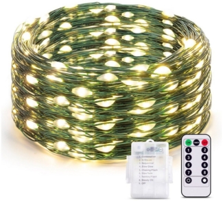 Diyarts LED-Lichterkette, 10M 100LED Wasserdicht 8 Modi Kupferdraht Fernbedienung & Timer