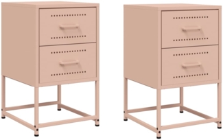 vidaXL Nachttische 2 Stk. Rosa 36x39x60,5 cm Stahl 846461