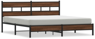 vidaXL Metallbett ohne Matratze Braun Eichen-Optik 180x200 cm 3308508